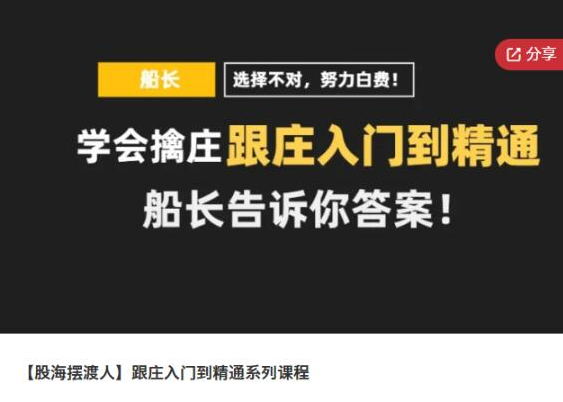 股海摆渡人 跟庄入门到精通系列课程
